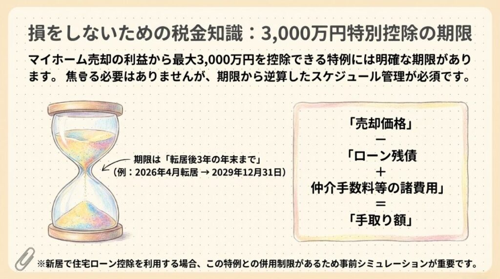 3,000万円特別控除は「転居後3年の年末」が期限